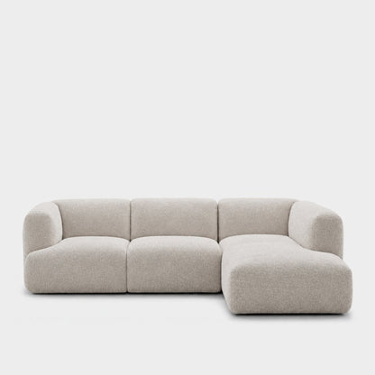 Petra 3-seater modular sofa with chaise in Judy Pearl 7A71, off-white chenille