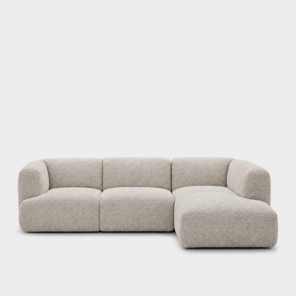 Petra 3-seater modular sofa with chaise in Leigh Natural 81K1, off-white boucle