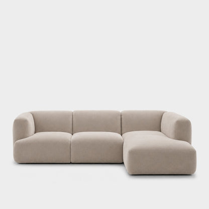 Petra 3-seater modular sofa with chaise in Meg Shell 6D67, ivory velvet
