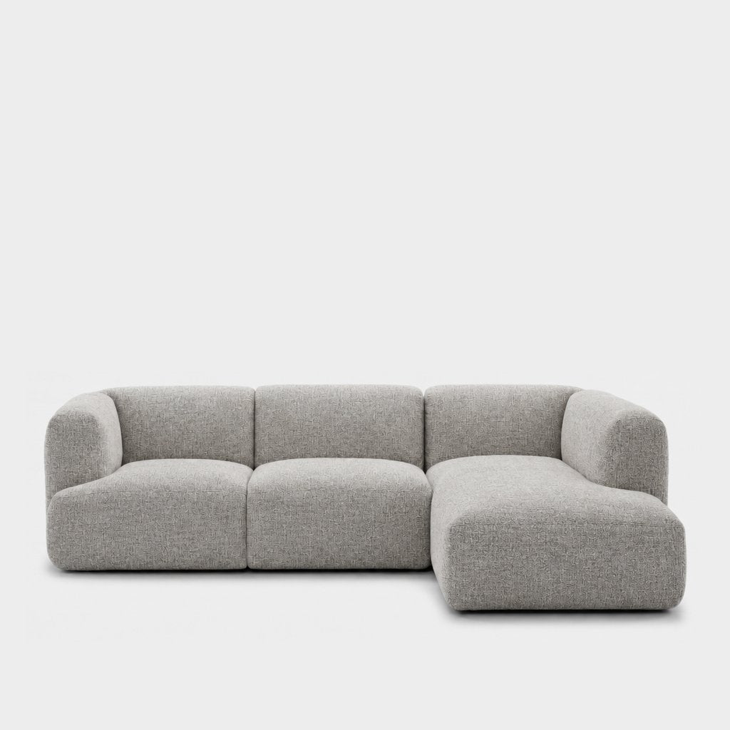Petra 3-seater modular sofa with chaise in Noha Mist 82Y1, light grey linen