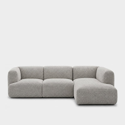 Petra 3-seater modular sofa with chaise in Noha Mist 82Y1, light grey linen