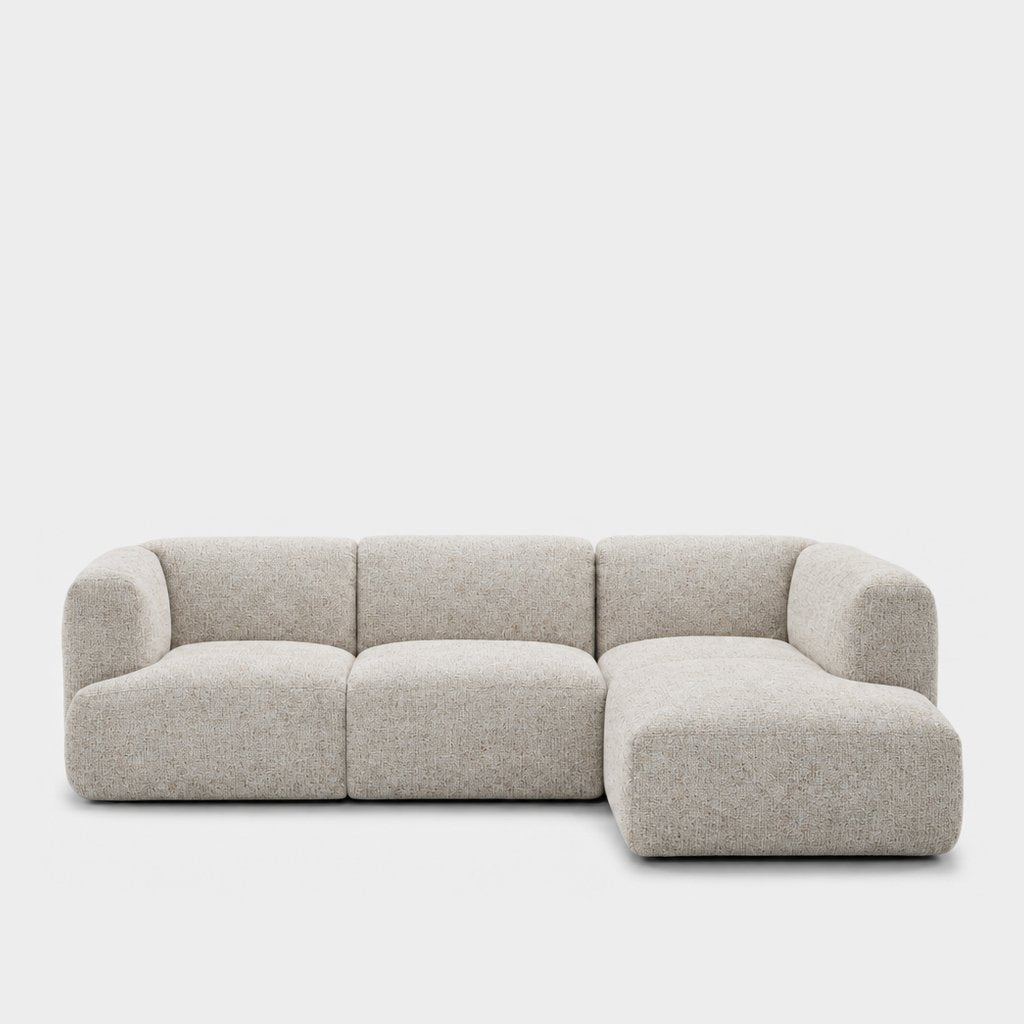 Petra 3-seater modular sofa with chaise in Noha Natural 82Y3, natural beige linen