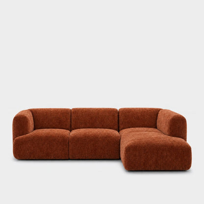 Petra 3-seater modular sofa with chaise in Petra Rust 8068, rust orange chenille