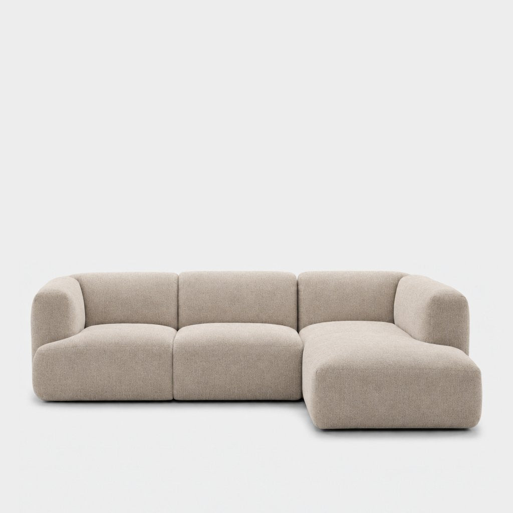 Petra 3-seater modular sofa with chaise in Top Shell 81G1, off-white chenille