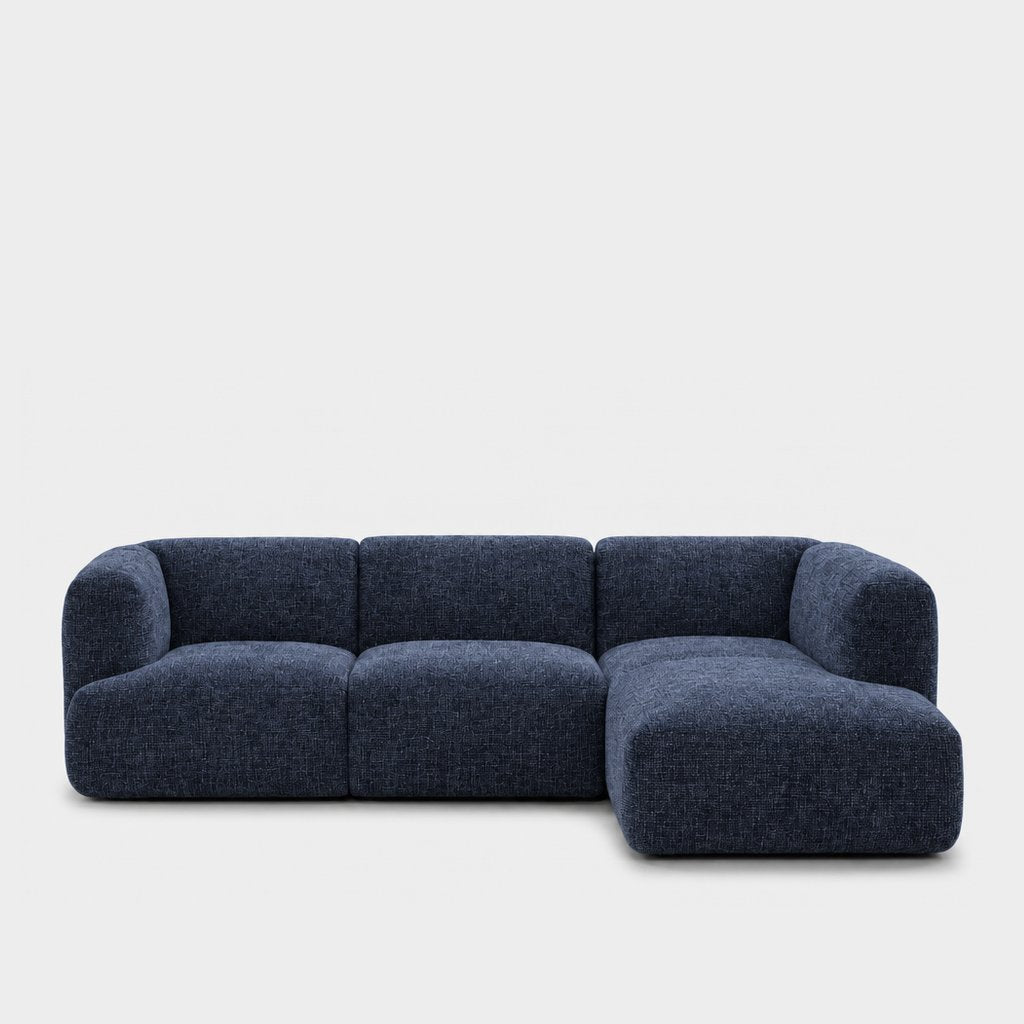 Petra 3-seater modular sofa with chaise in Wandy Indigo 8081, navy blue chenille