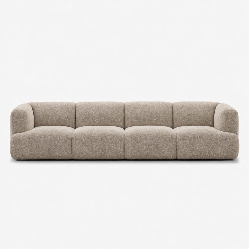 Petra 4-seater fabric sofa in 2738 Beige 7F61, beige chenille