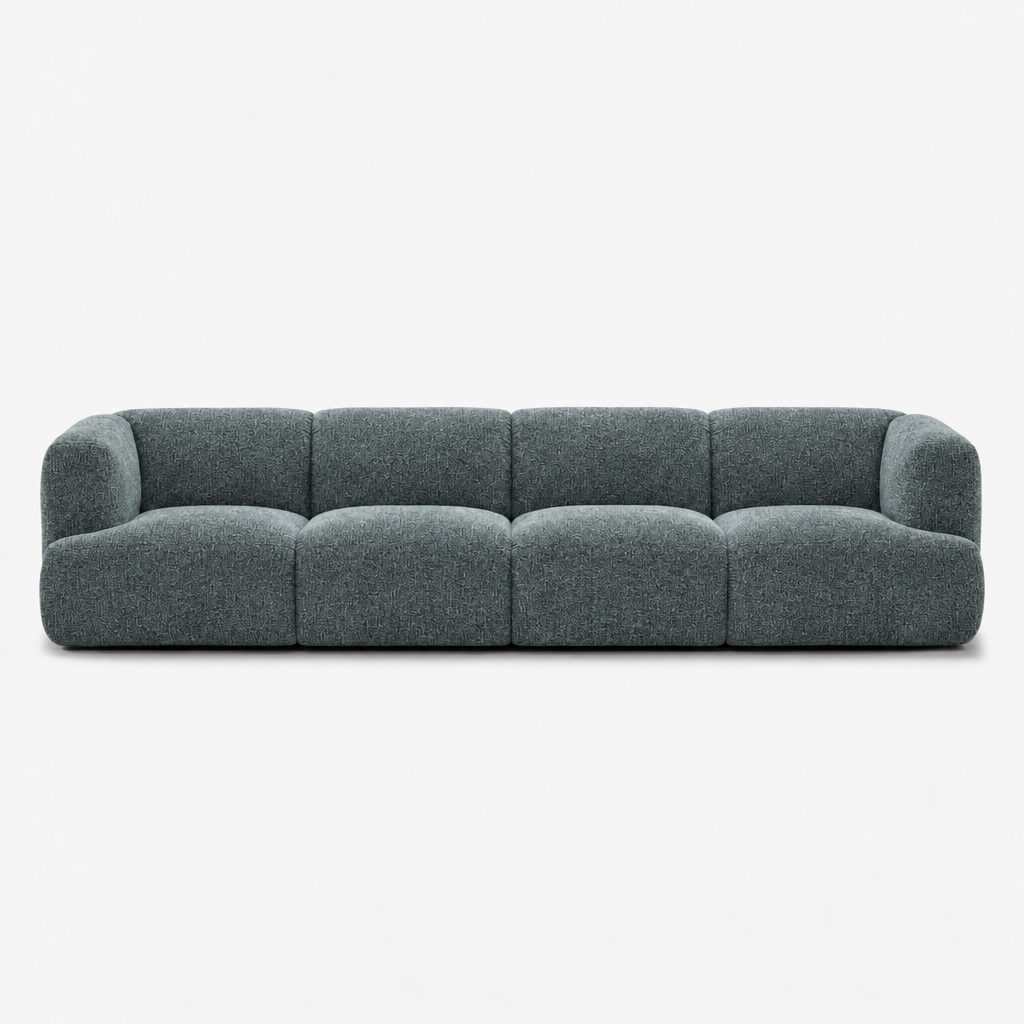Petra 4-seater fabric sofa in 2738 Sea 7F63, teal grey chenille
