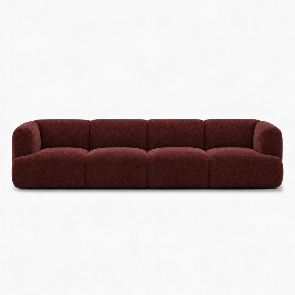 Petra 4-seater fabric sofa in 2738 Wine 7F62, wine red chenille