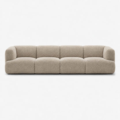 Petra 4-seater fabric sofa in A3609 Latte 7F42, latte beige chenille