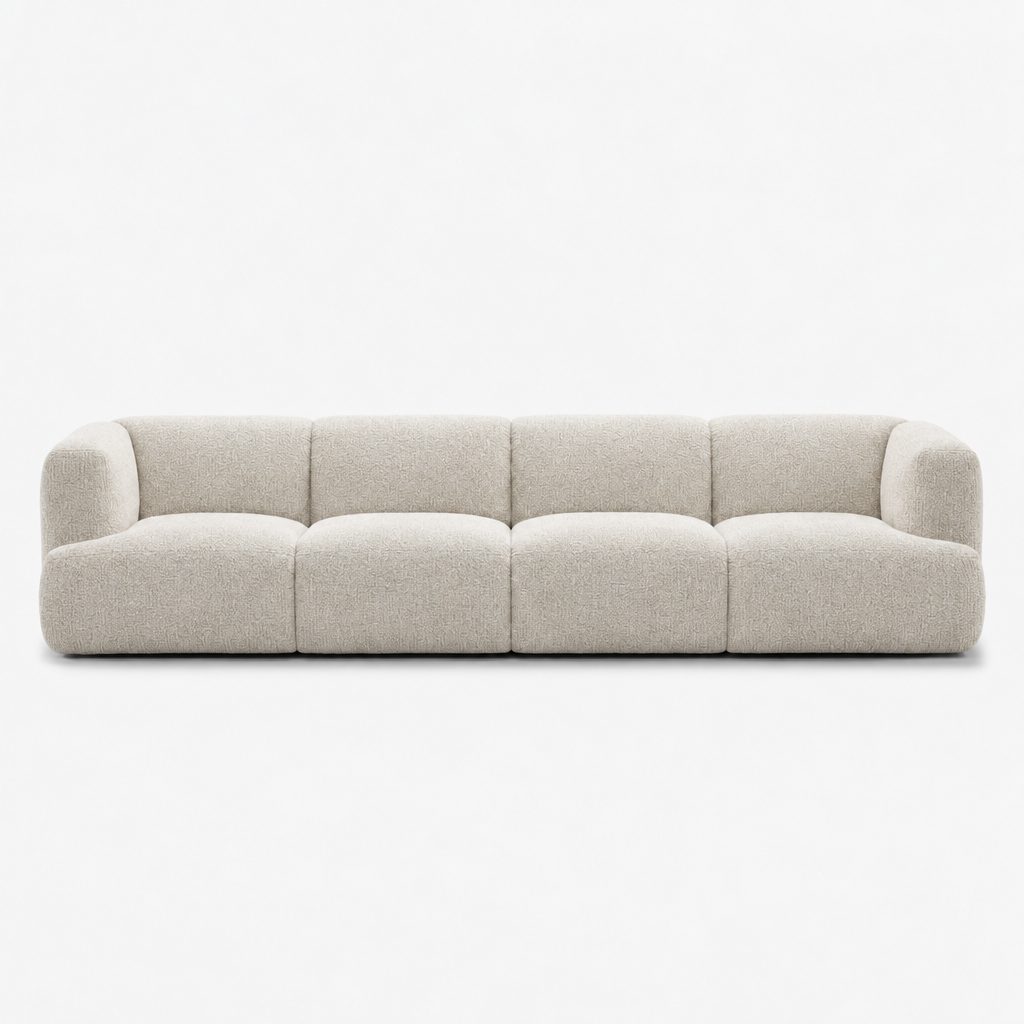 Petra 4-seater fabric sofa in A3609 Whisper White 7F41, off-white chenille