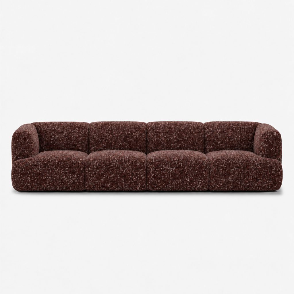 Petra 4-seater fabric sofa in A3756 Tawny Port 7F51, burgundy boucle