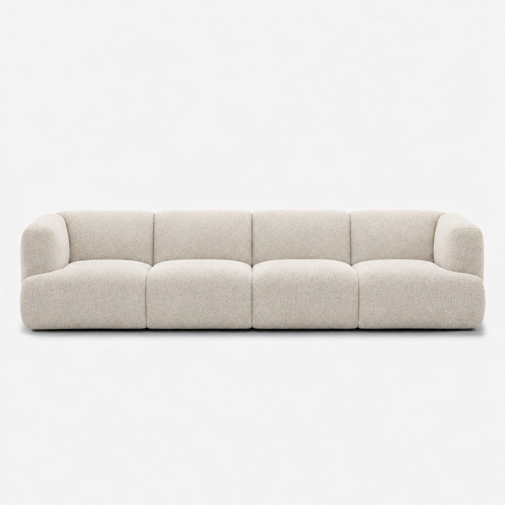 Petra 4-seater fabric sofa in Antwerp Cream 80C1, cream boucle