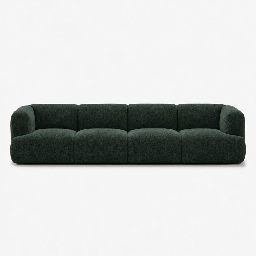 Petra 4-seater fabric sofa in Antwerp Forest Green 80C8, forest green boucle