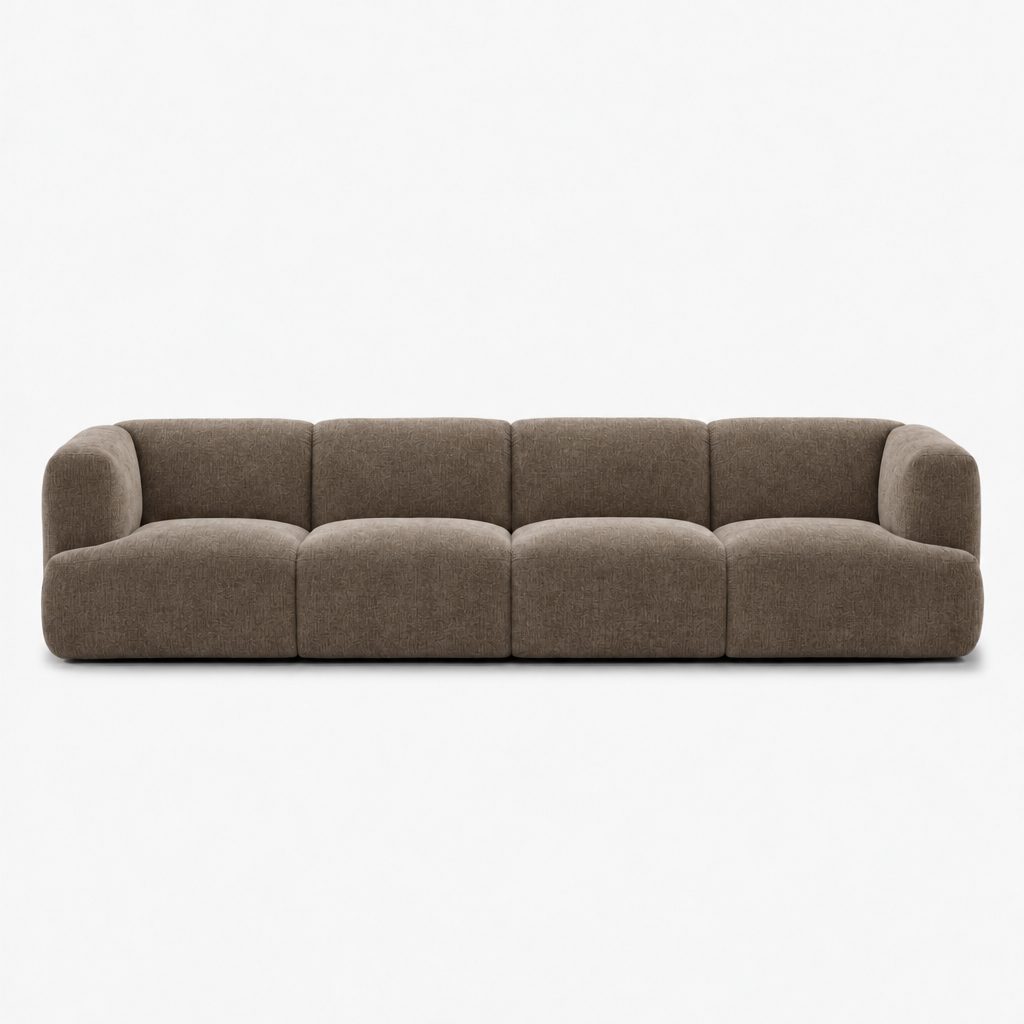 Petra 4-seater fabric sofa in Azures Desert 6L87, taupe chenille