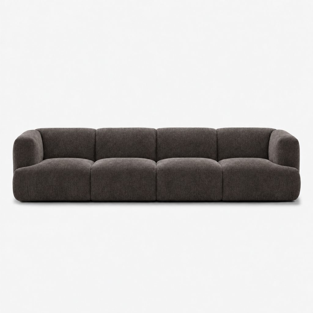 Petra 4-seater fabric sofa in Azures Nickle 6L8B, charcoal grey chenille