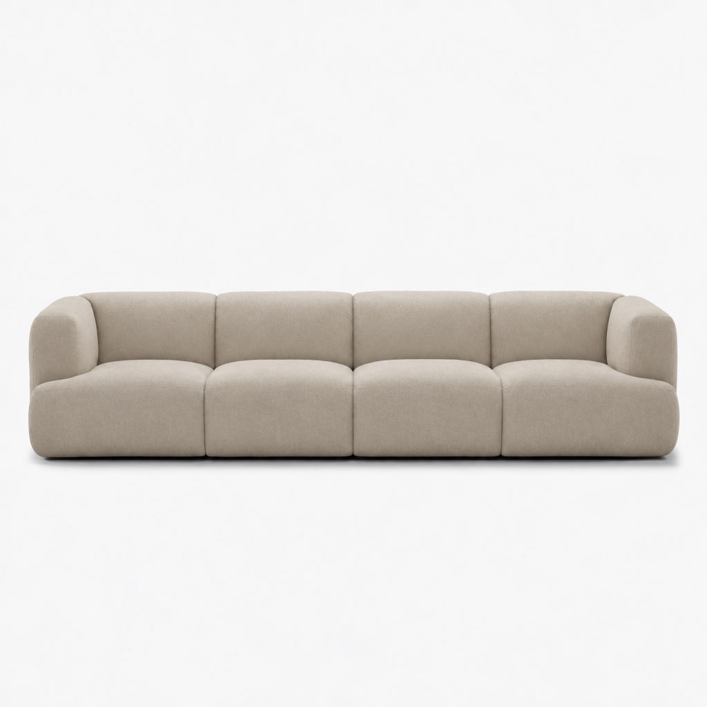 Petra 4-seater sofa in Blake Beige 7211, beige PU vegan leather