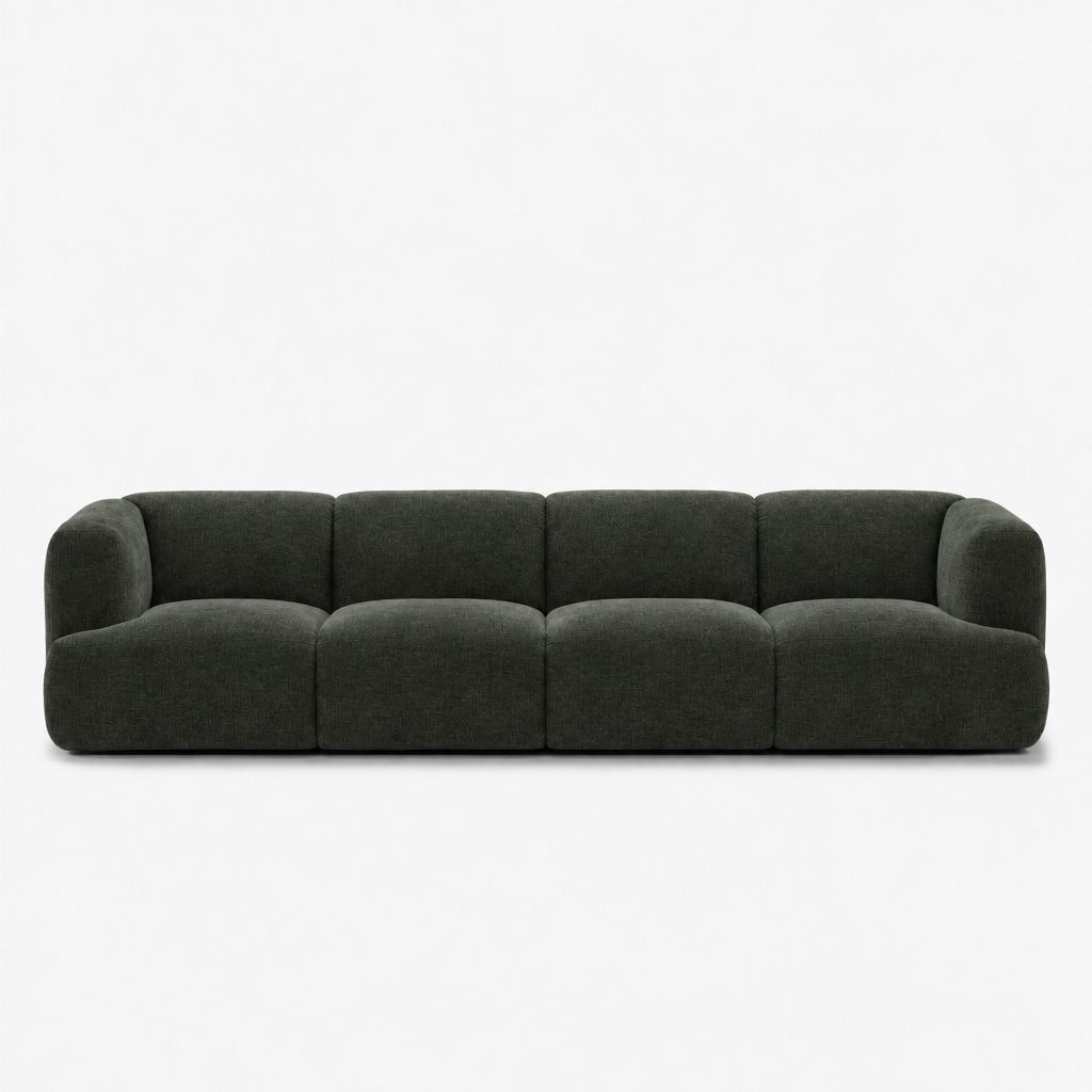 Petra 4-seater fabric sofa in Cheers Ivy 7A02, dark green chenille