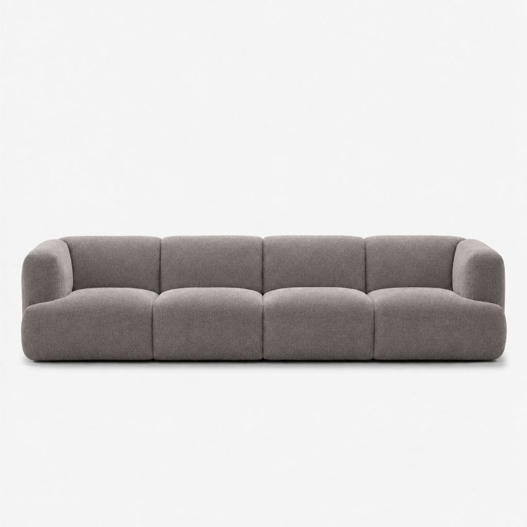 Petra 4-seater fabric sofa in Cheers Paloma 7A01, light grey chenille
