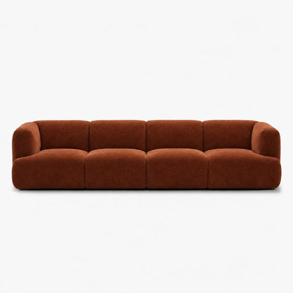 Petra 4-seater fabric sofa in Danny A Caramel 6EQK, burnt orange chenille