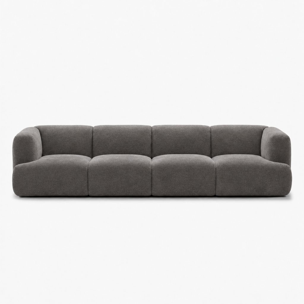 Petra 4-seater fabric sofa in Danny A Graphite 6EQL, graphite grey chenille