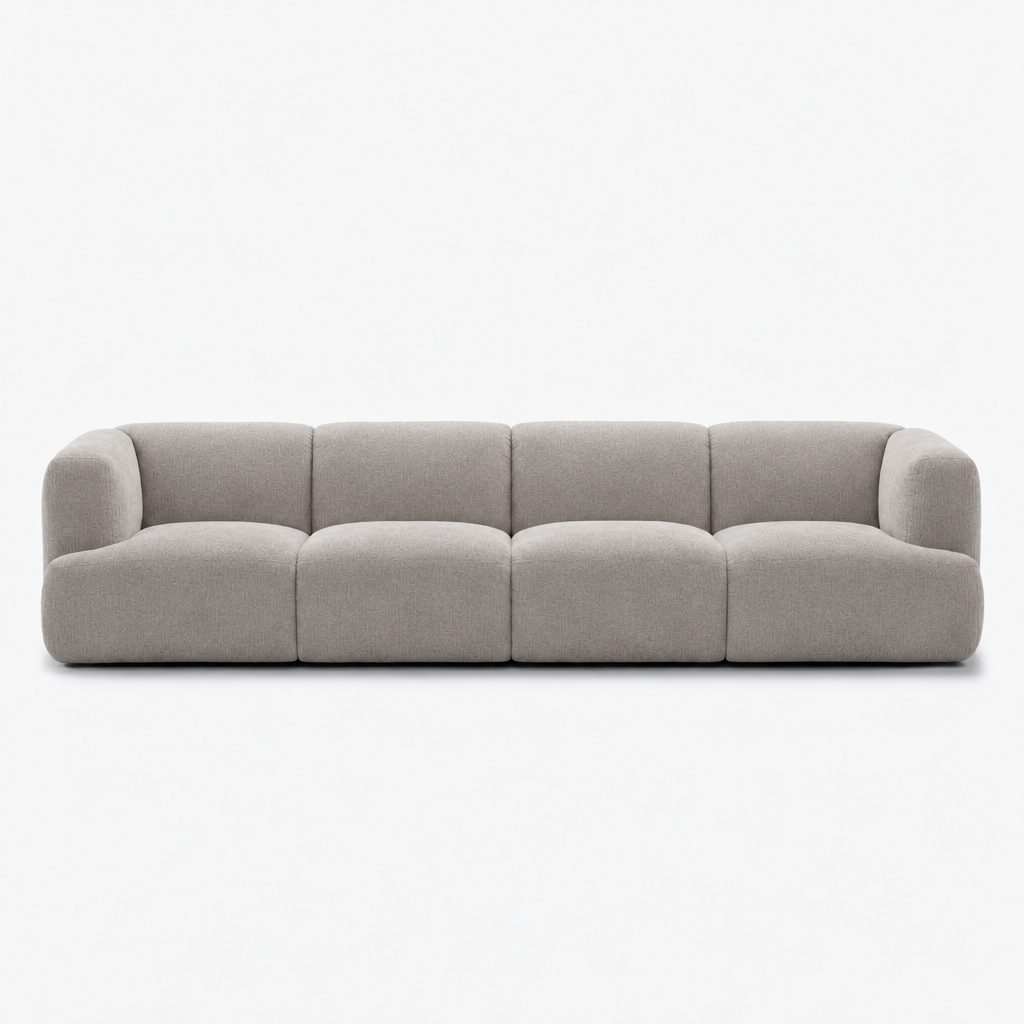 Petra 4-seater fabric sofa in Danny A Mist 6EQB, light grey chenille