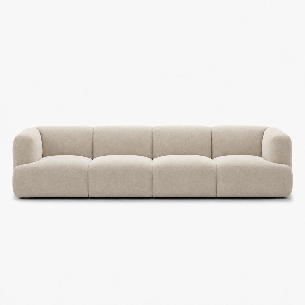 Petra 4-seater fabric sofa in Danny A Shell 6EQ2, off-white chenille
