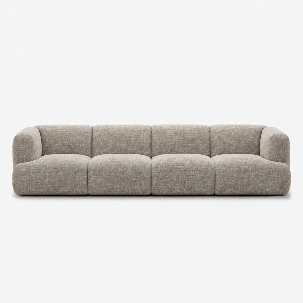 Petra 4-seater fabric sofa in Field Herb 8213, sage grey linen