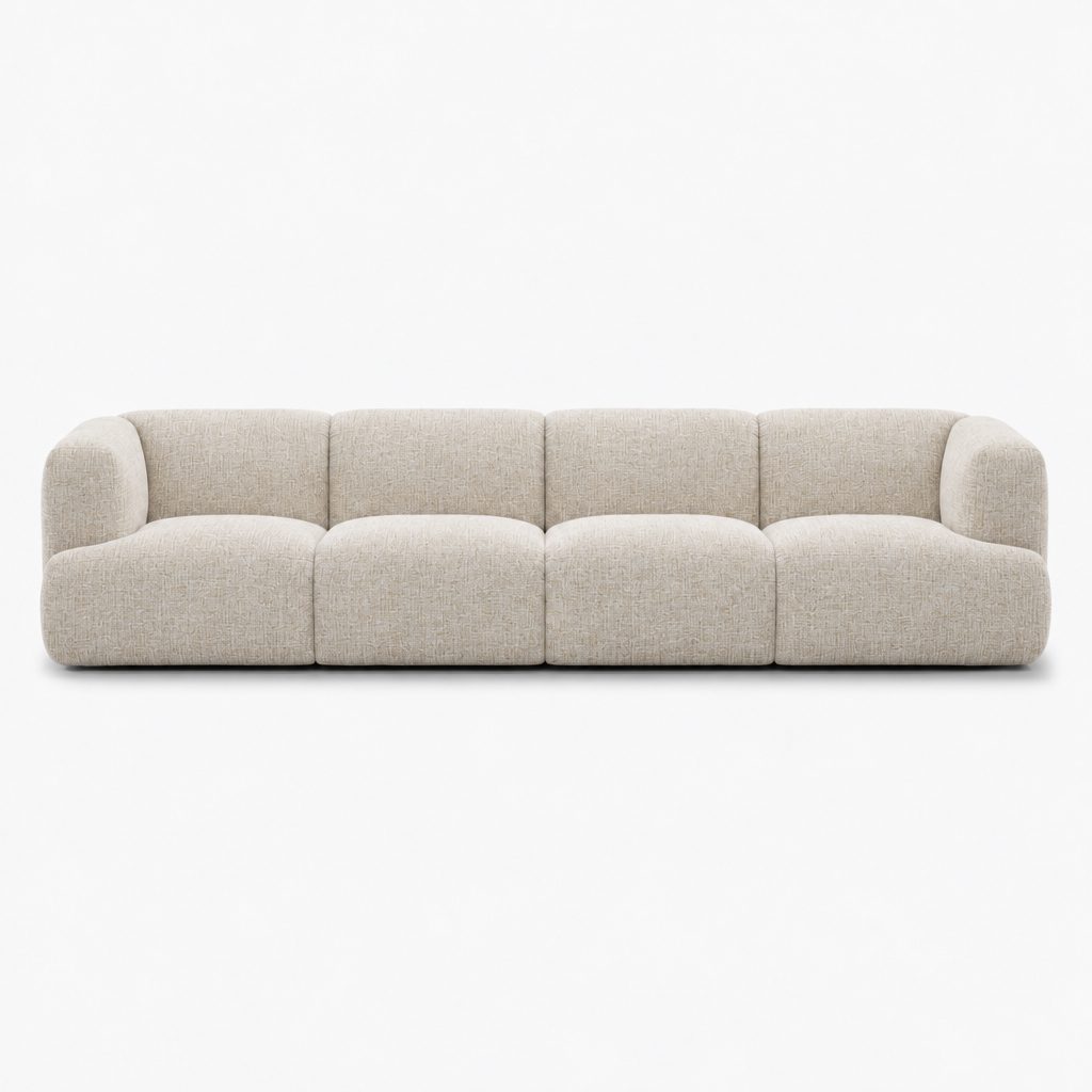 Petra 4-seater fabric sofa in Field Natural 8214, off-white linen