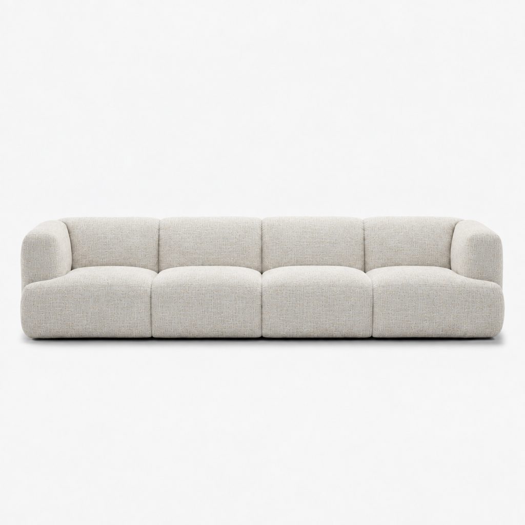 Petra 4-seater fabric sofa in Field Shell 8211, off-white linen