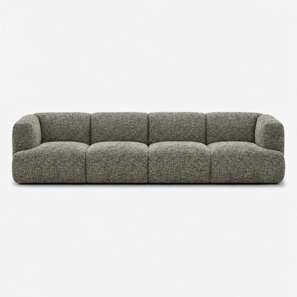 Petra 4-seater fabric sofa in Field Turtle 821A, moss green linen