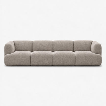 Petra 4-seater fabric sofa in Fig Cobbestone 82W1, warm grey chenille