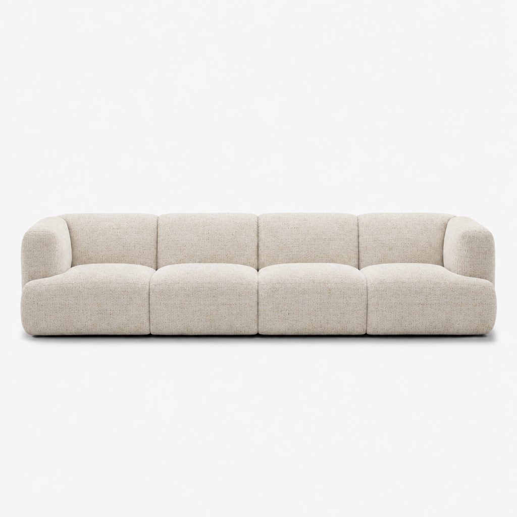 Petra 4-seater fabric sofa in Glowy Cream 81N1, cream linen