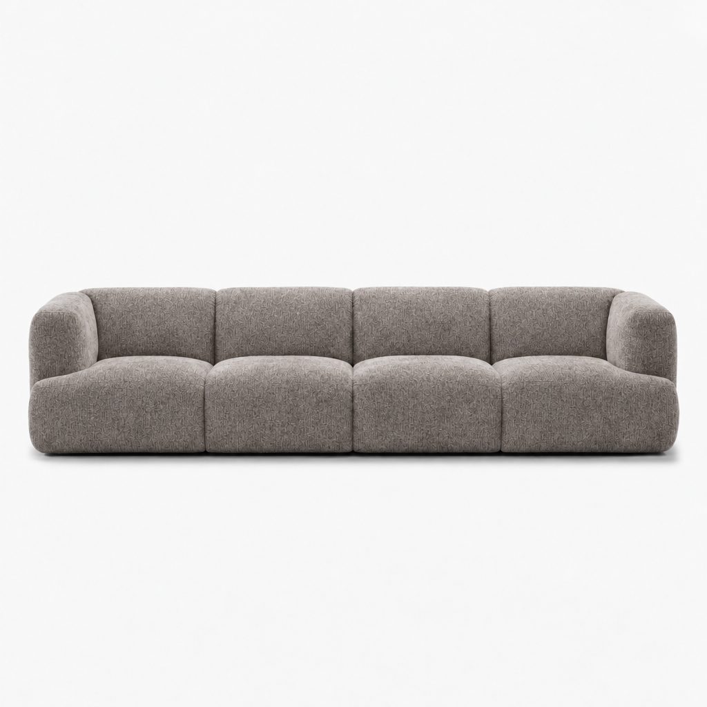 Petra 4-seater fabric sofa in Judy Nickle 7A7D, grey chenille