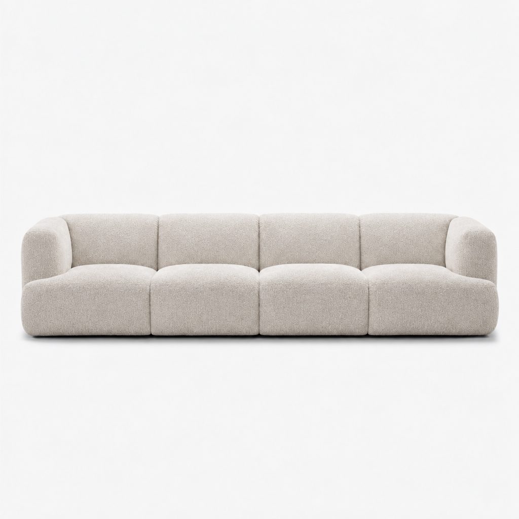 Petra 4-seater fabric sofa in Judy Pearl 7A71, off-white chenille