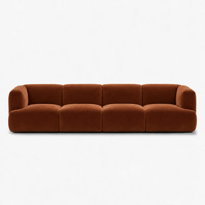 Petra 4-seater fabric sofa in Meg Caramel 6D6N, caramel orange velvet
