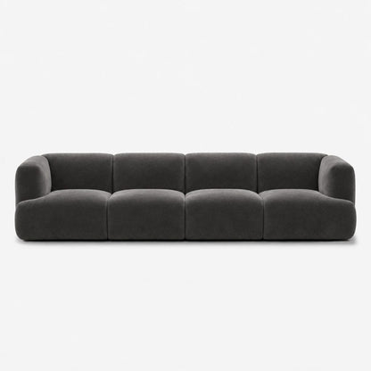 Petra 4-seater fabric sofa in Meg Charcoal 6D6D, charcoal grey velvet