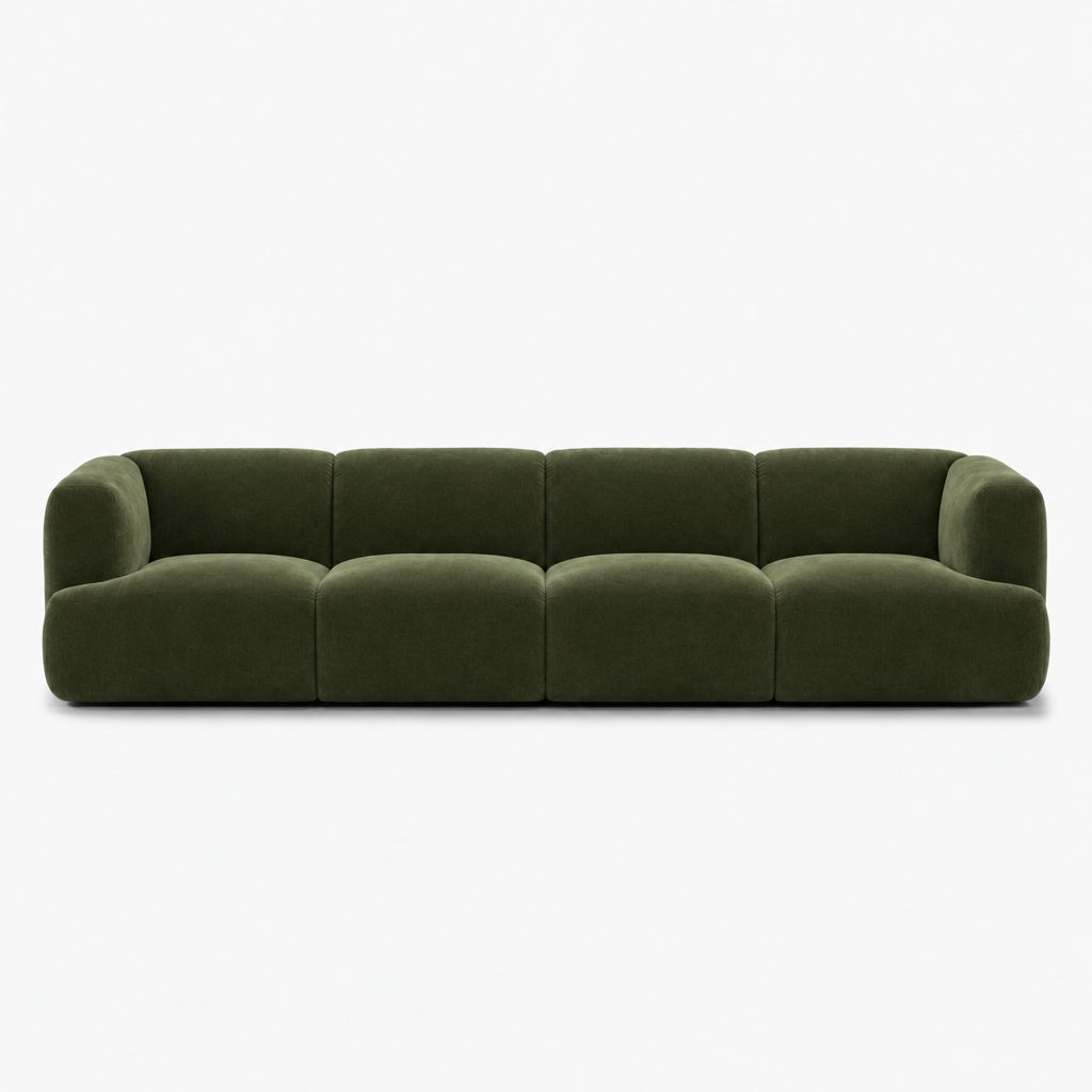 Petra 4-seater fabric sofa in Meg Emerald 6D6K, olive green velvet