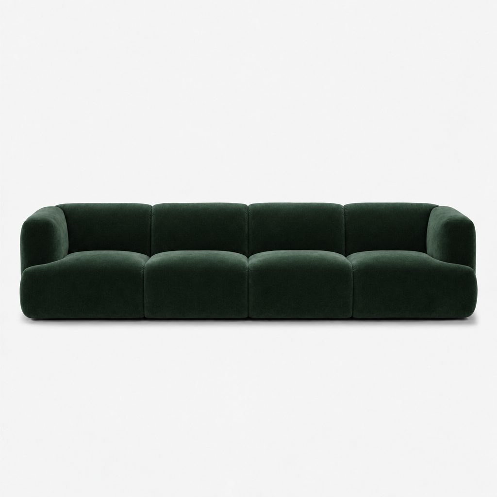 Petra 4-seater fabric sofa in Meg Forest Green 6D6W, forest green velvet