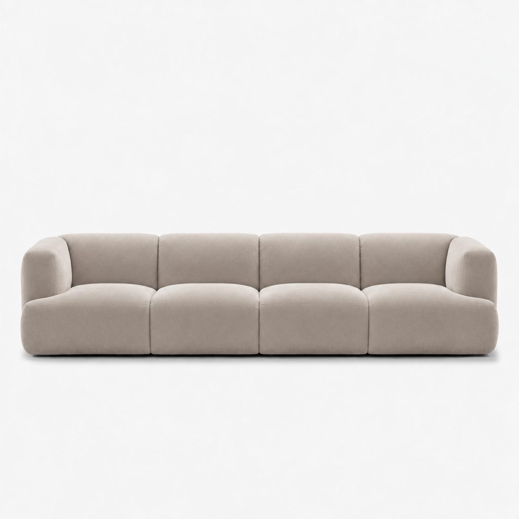 Petra 4-seater fabric sofa in Meg Shell 6D67, ivory velvet
