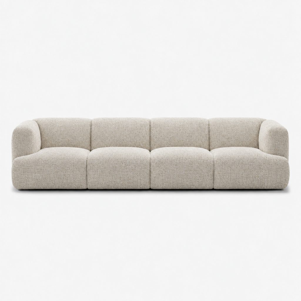 Petra 4-seater fabric sofa in Noha Natural 82Y3, natural beige linen