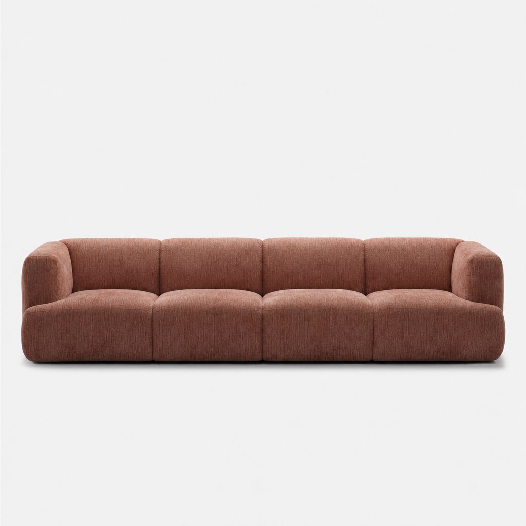 Petra 4-seater fabric sofa in Petra Rosey 8061, dusty rose pink chenille