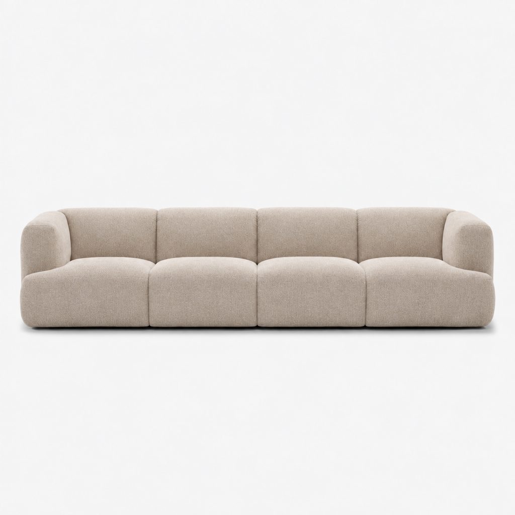 Petra 4-seater fabric sofa in Top Shell 81G1, off-white chenille