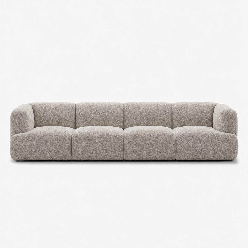 Petra 4-seater fabric sofa in Vista Oat 81H5, oatmeal boucle