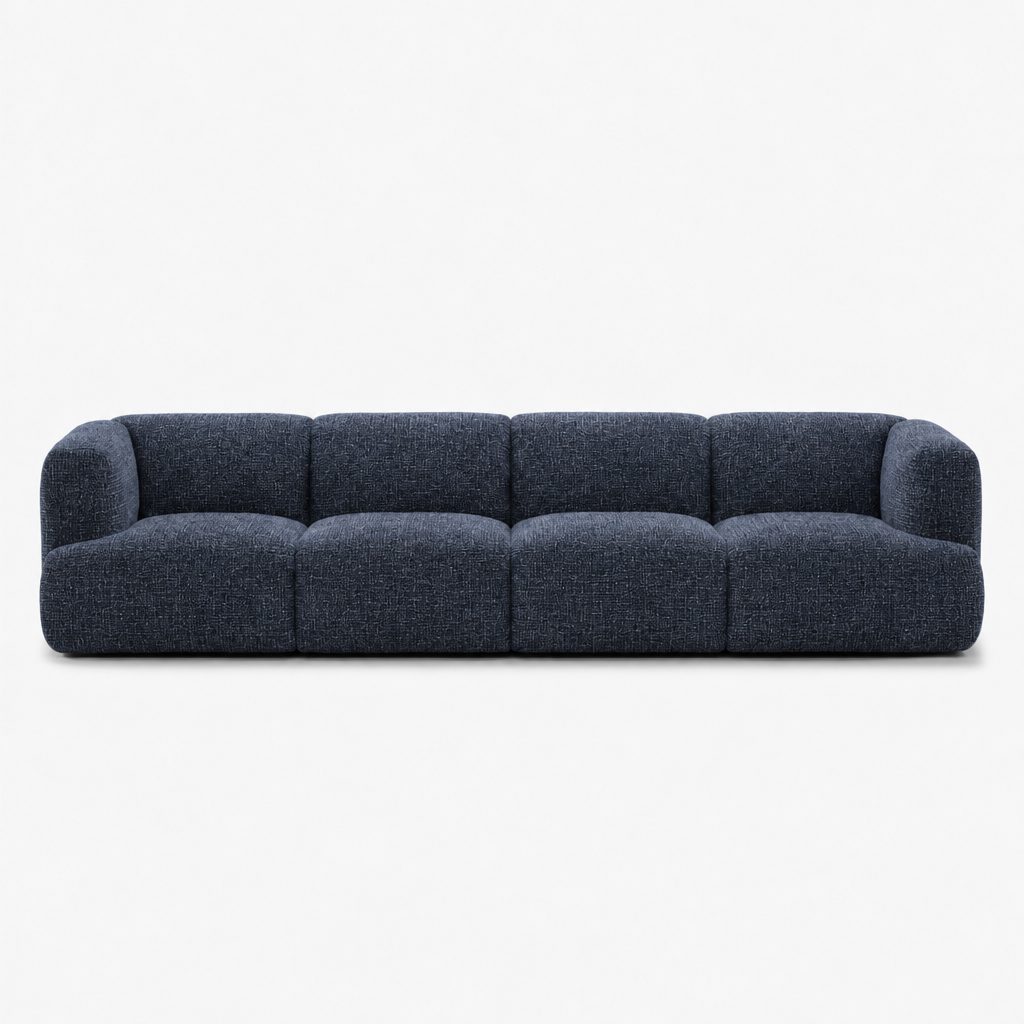 Petra 4-seater fabric sofa in Wandy Indigo 8081, navy blue chenille