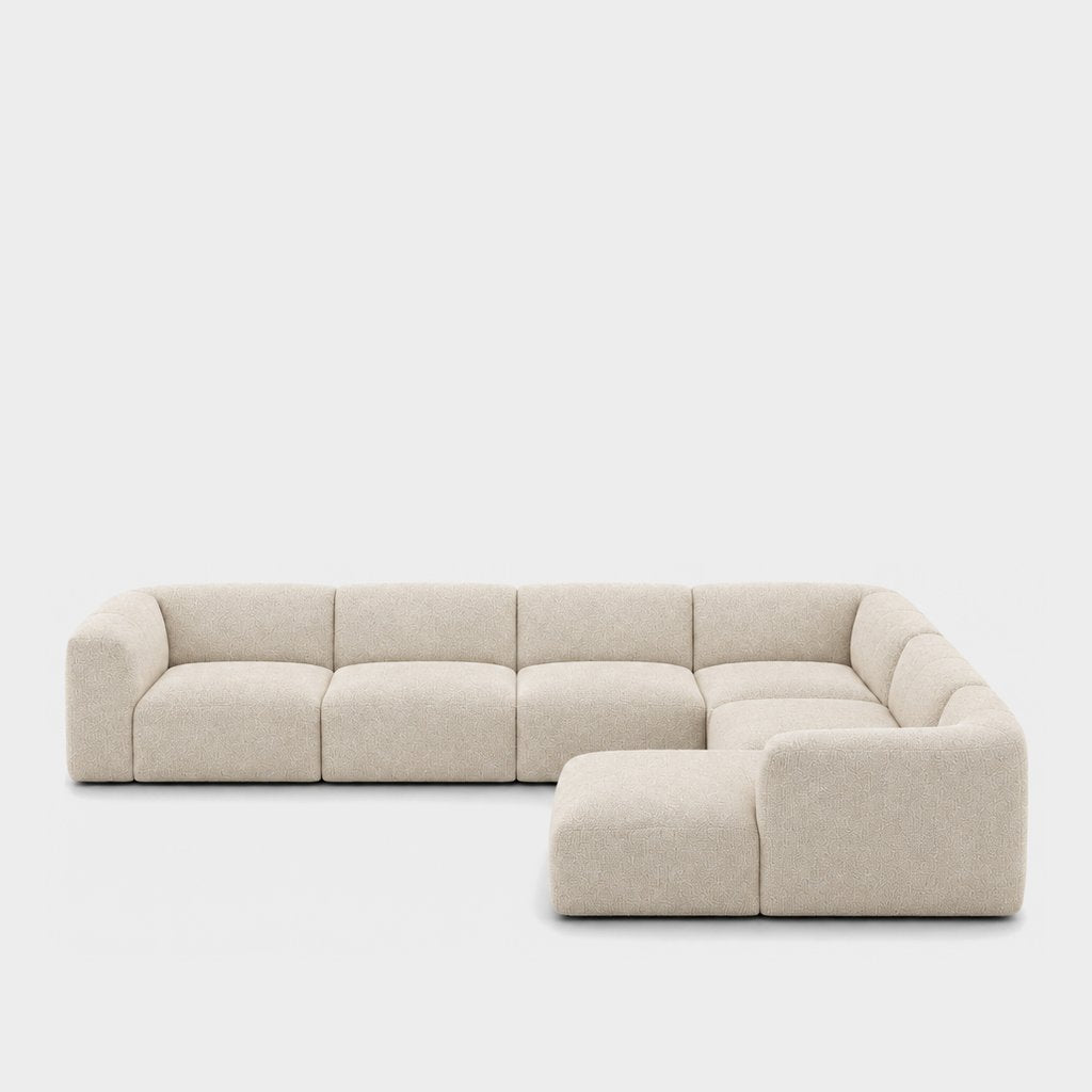 Petra 6-seater corner sofa with chaise in Antwerp Cream 80C1, cream boucle