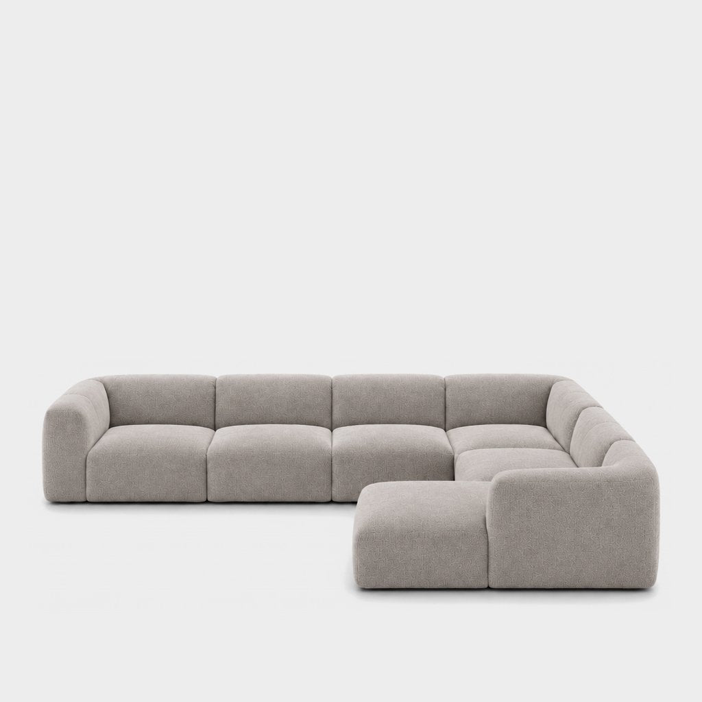 Petra 6-seater corner sofa with chaise in Danny A Mist 6EQB, light grey chenille