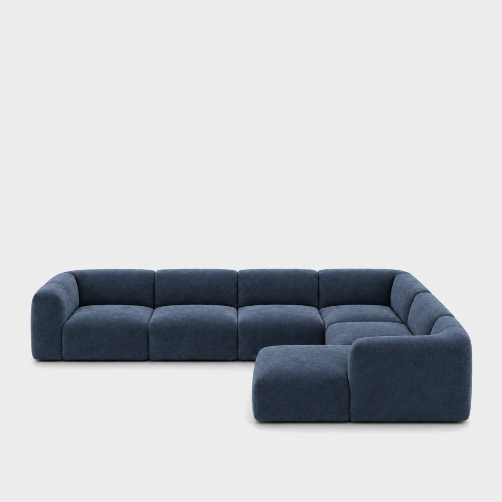 Petra 6-seater corner sofa with chaise in Danny A Ocean Blue 6EQ6, navy blue chenille