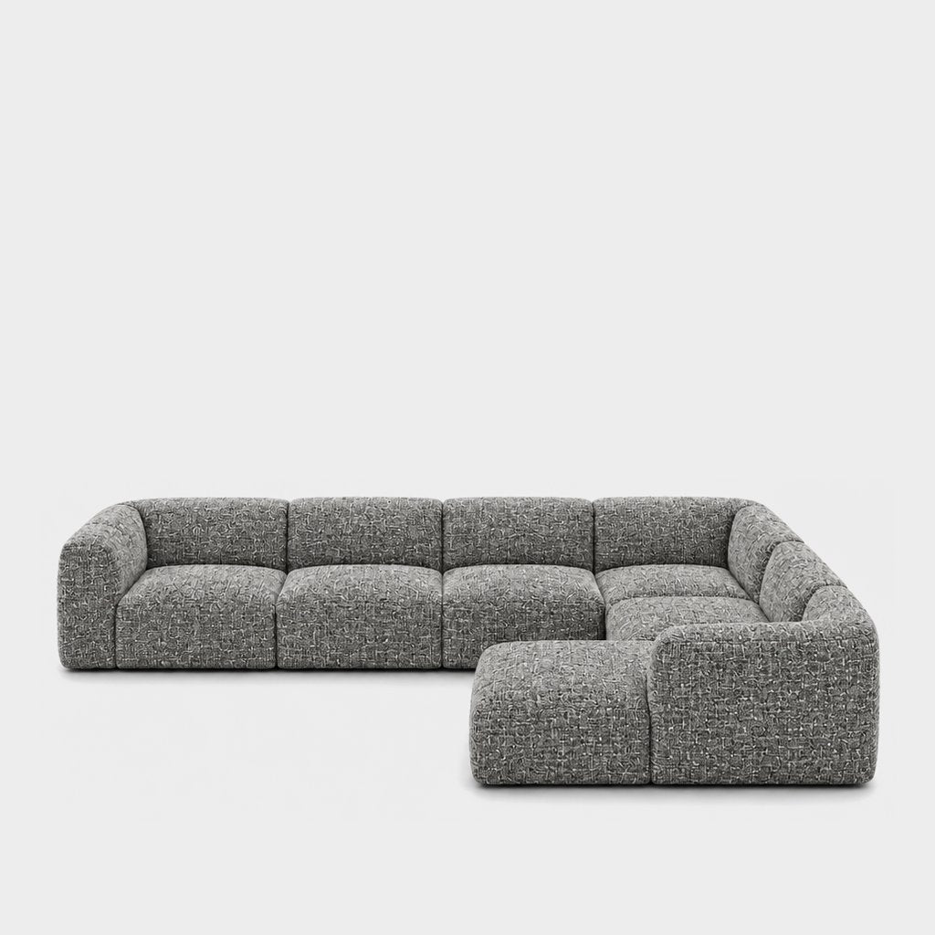 Petra 6-seater corner sofa with chaise in Field Slate 8212, slate grey linen