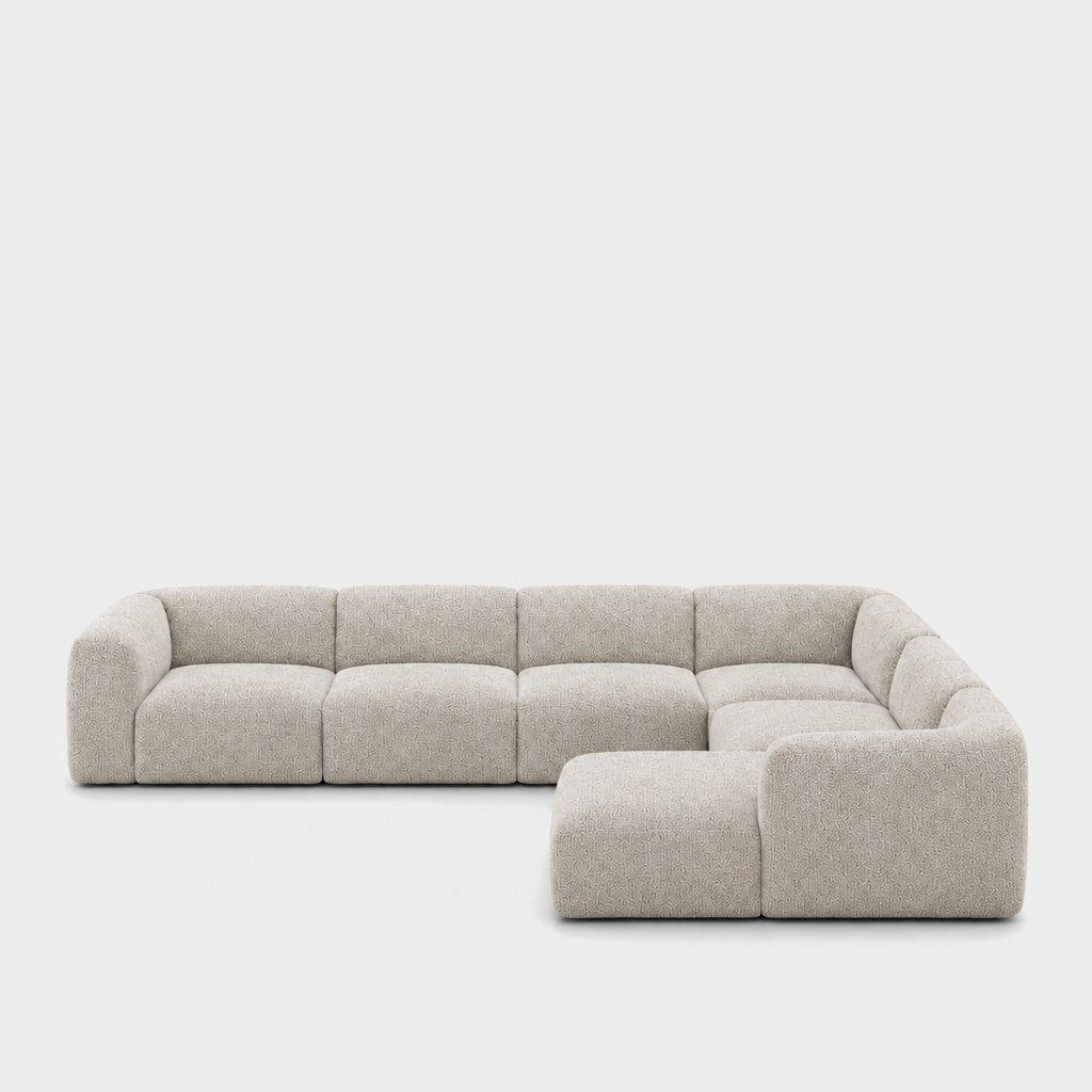 Petra 6-seater corner sofa with chaise in Leigh Natural 81K1, off-white boucle