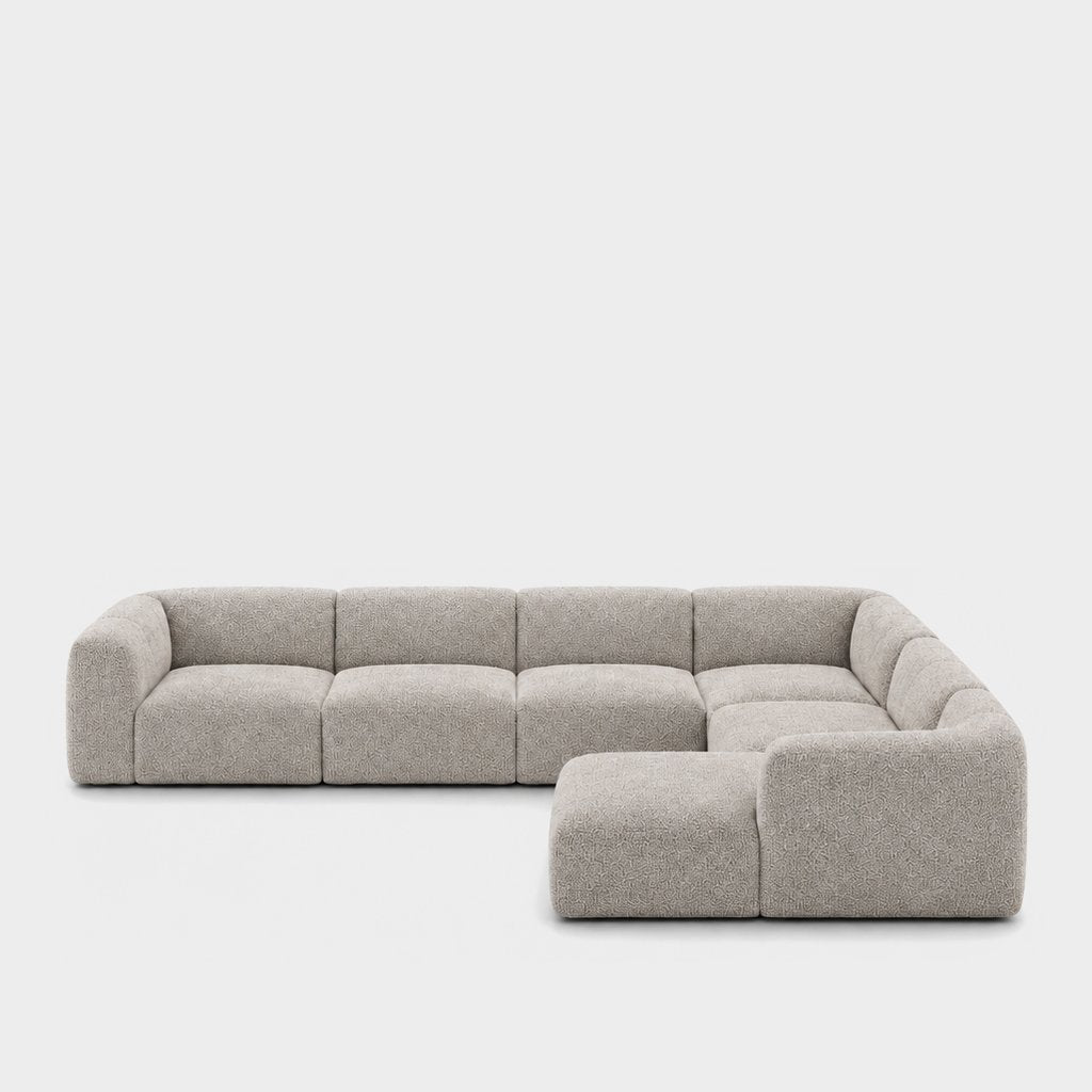 Petra 6-seater corner sofa with chaise in Vista Oat 81H5, oatmeal boucle